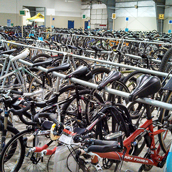 Photo of bike corral at the swap.
