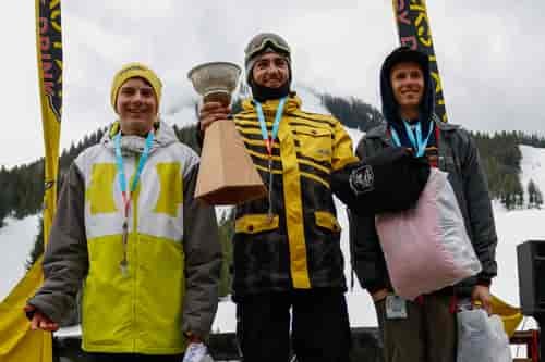 Rattlecat Cup. Mens 16-34; Austin White (3rd), Scott Heal (1st), Tom Honey (2nd). Photo: Lori LaBissoniere.