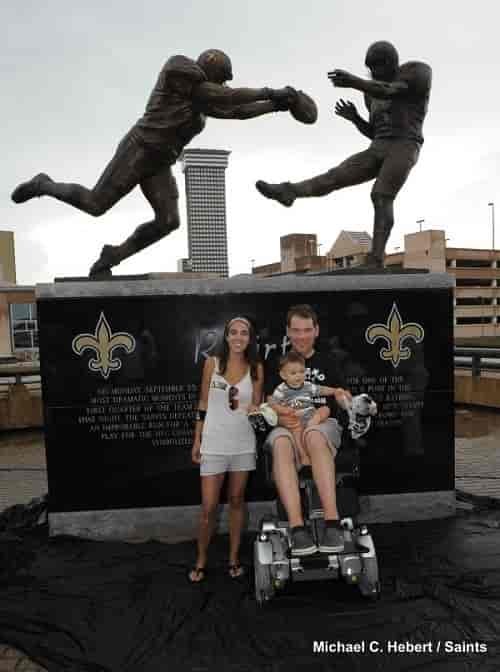 The Gleason Family at the dedication of the "Rebirth" statue. Photo: Michael C. Herbert, New Orleans Saints