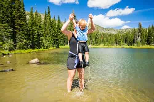 Kristi and Owen cooling off from the hike. Photo: Aaron Theisen