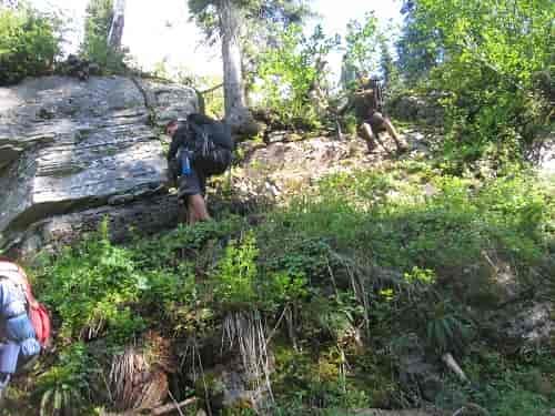 "...Johnson, Shear and I spent an inordinate amount of time trying to get to a waterfall in full view that was only a quarter mile away. We didn't get there. We may never get there."