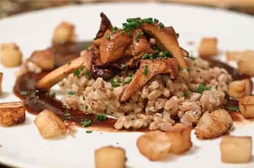 Farro with chanterelles. Photo courtesy of Herbavoracious.com