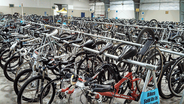 Photo of bike corral at the swap.