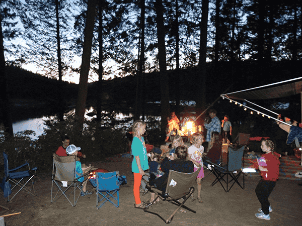 Photo of families camping together by Amy S. McCaffree.