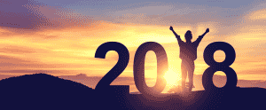 Photo of sunset with 2018 in the foreground.