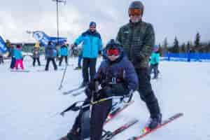Photo of skier in the Mt. Spokane Adaptive Ski & Snowboard Program at Mt. Spokane by Aaron Theisen.
