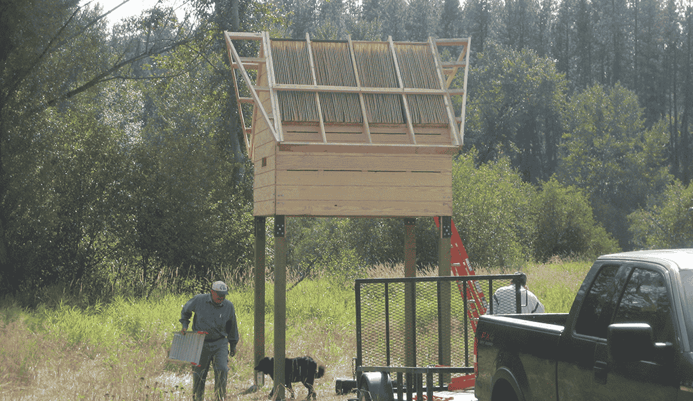 Photo of bat condo near completion during 2008.