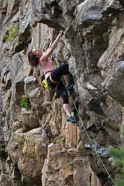 Girl leading a climb at Post Falls.