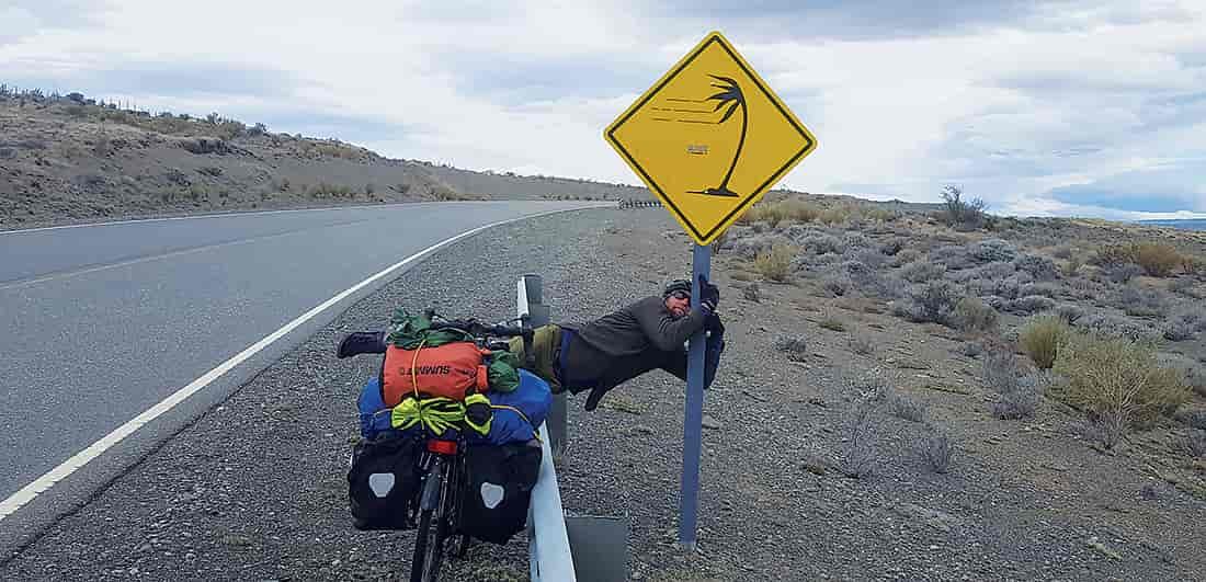 The author battling the wind on the high plains of Argentina_Justin Skaysm