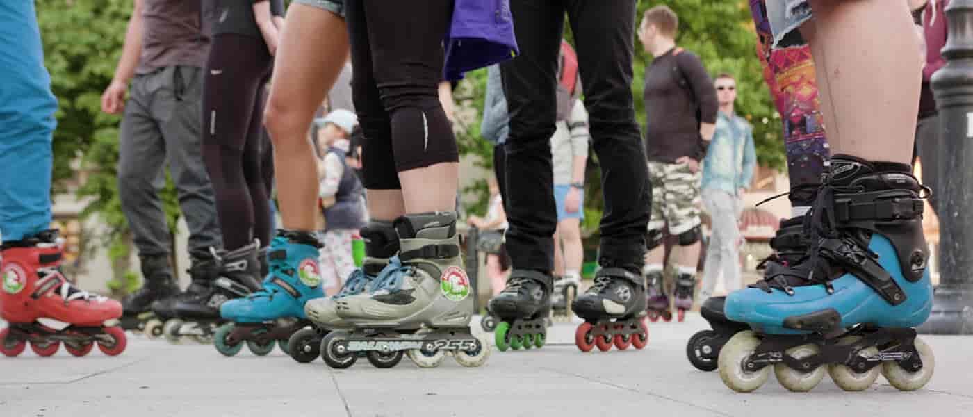 Photo of people rollerblading.