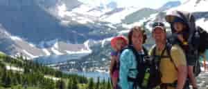 Photo of family of four at Hidden Lakes Overlook.