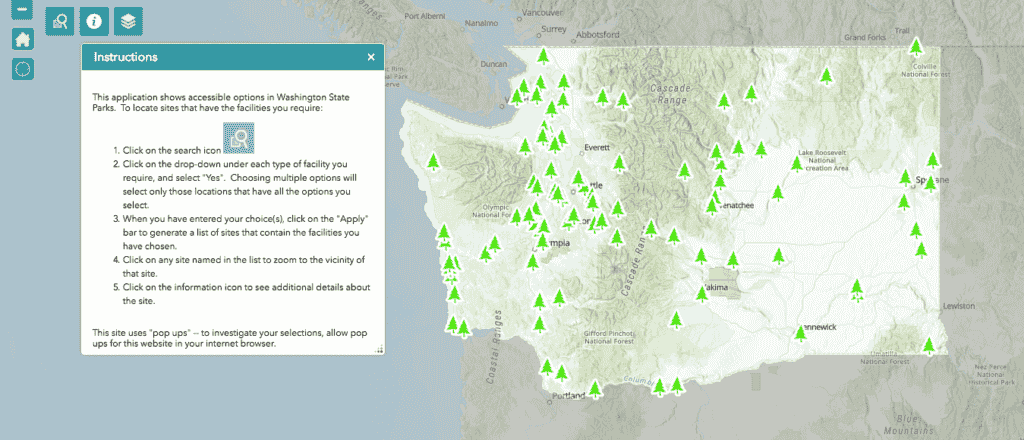 Screenshot of the online map.
