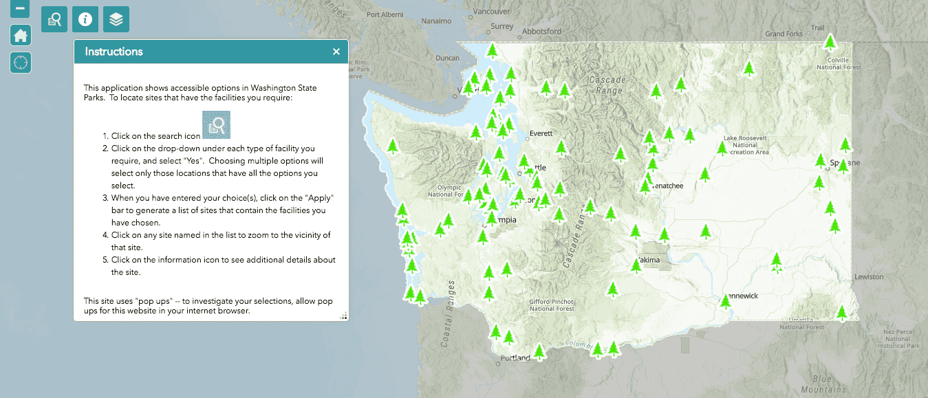 Screenshot of the online map.