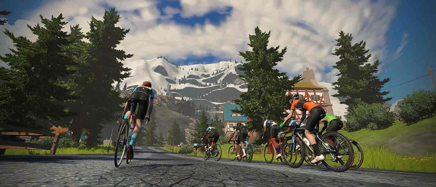 Photo of Zwift virtual reality screen.