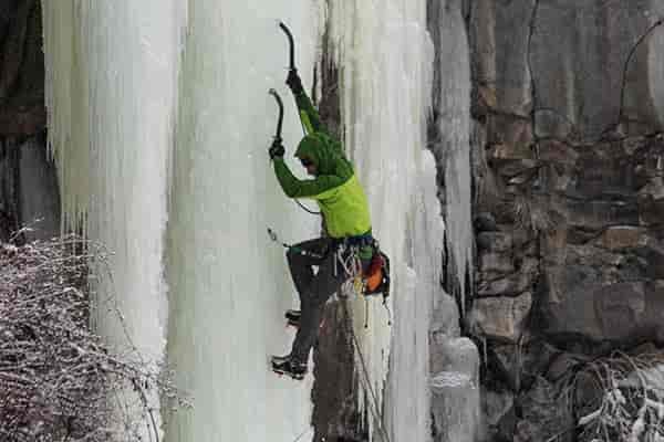 Photo of ice climber at Hyalite Canyon