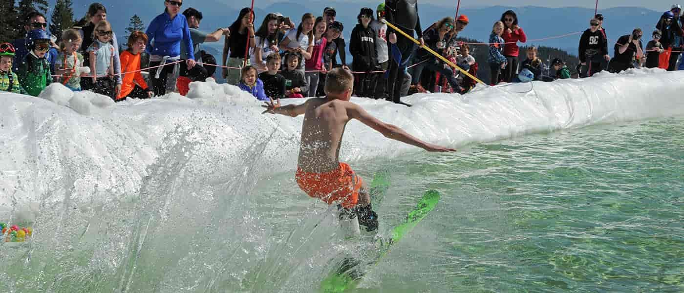 Kid pond skimming at Schweitzer_photo courtesy Schweitzer Mountain Resort.