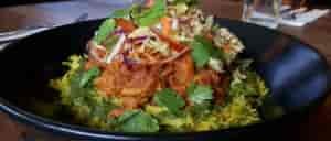 Close up photo of ramen bowl.