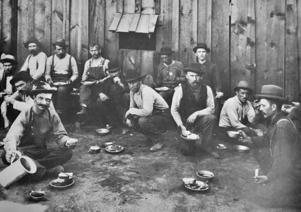 A vintage photo of a Wallace miners' strike in the 1890s.