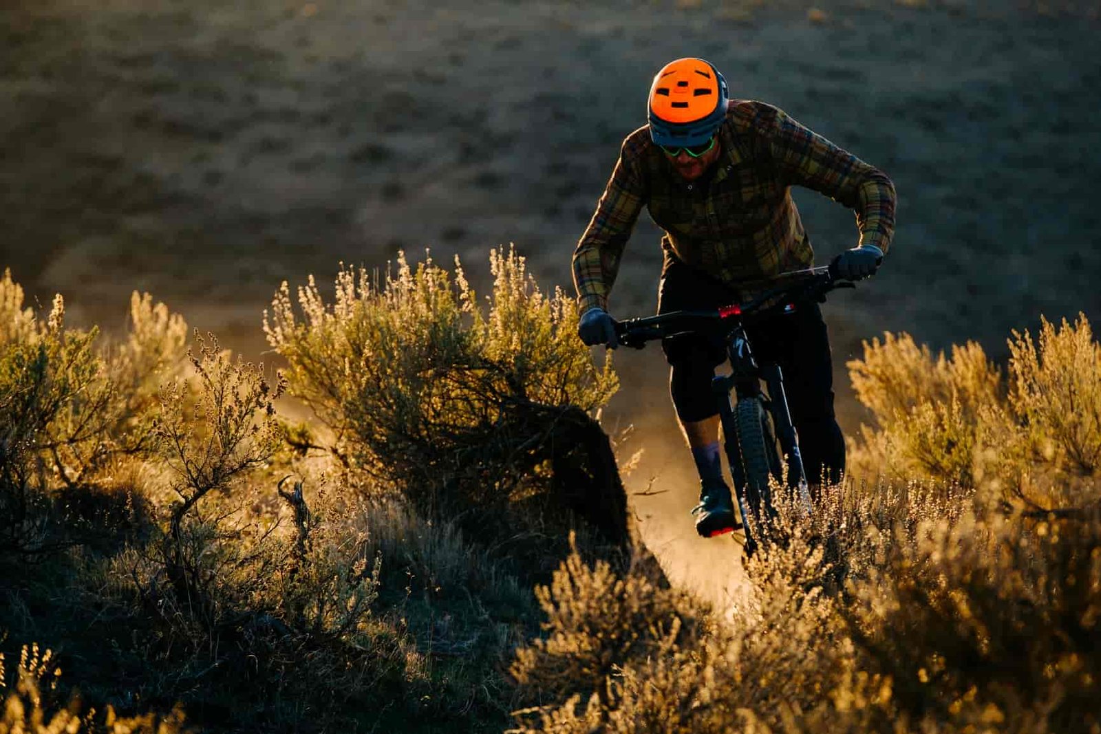 Man biking through central washington.