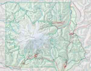 Topographic map of Mount Rainier national park.