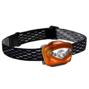 Black strap and red light case for Princeton Tec Vizz headlamp.