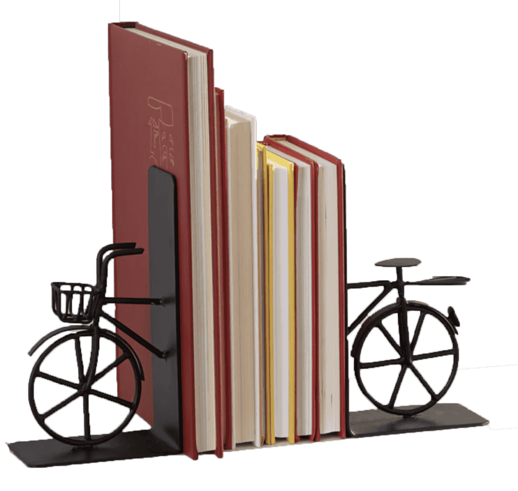 Book ends designed like a bike.