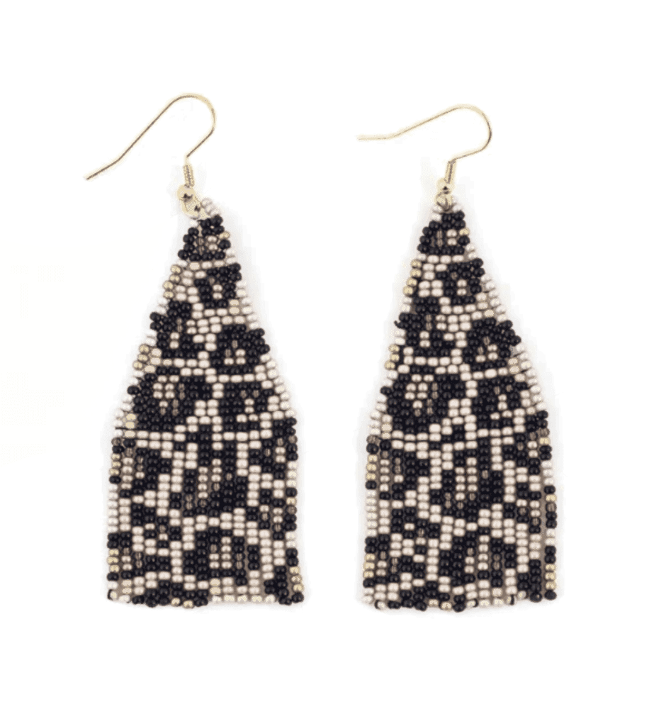 Animal print beaded earrings handmade in Guatemala, available from Kizuri in downtown Spokane, Wash.